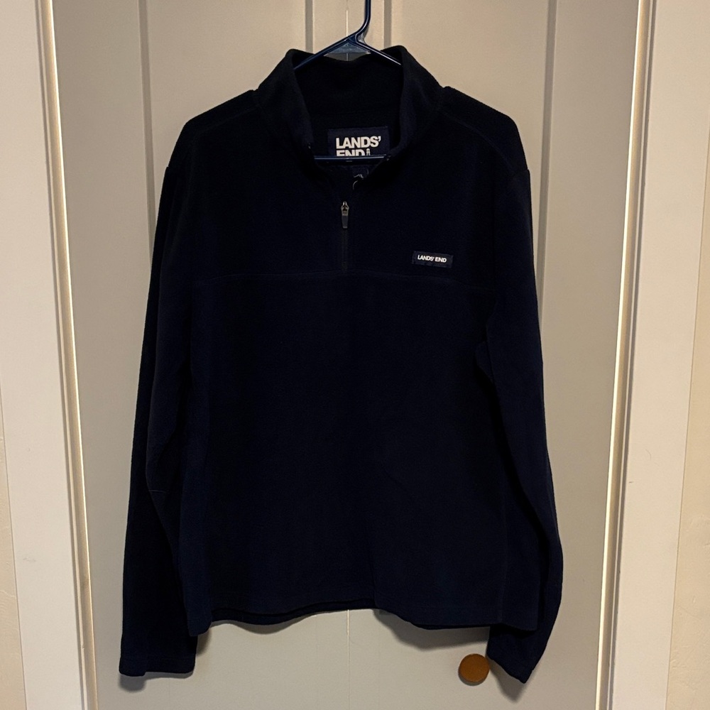 Lands' End Men's Dark Blue Zip-Up Sweater